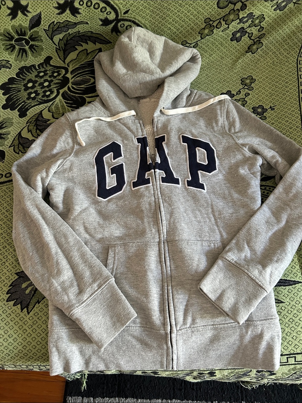 GAP Light Gray Hoodie with Navy Logo